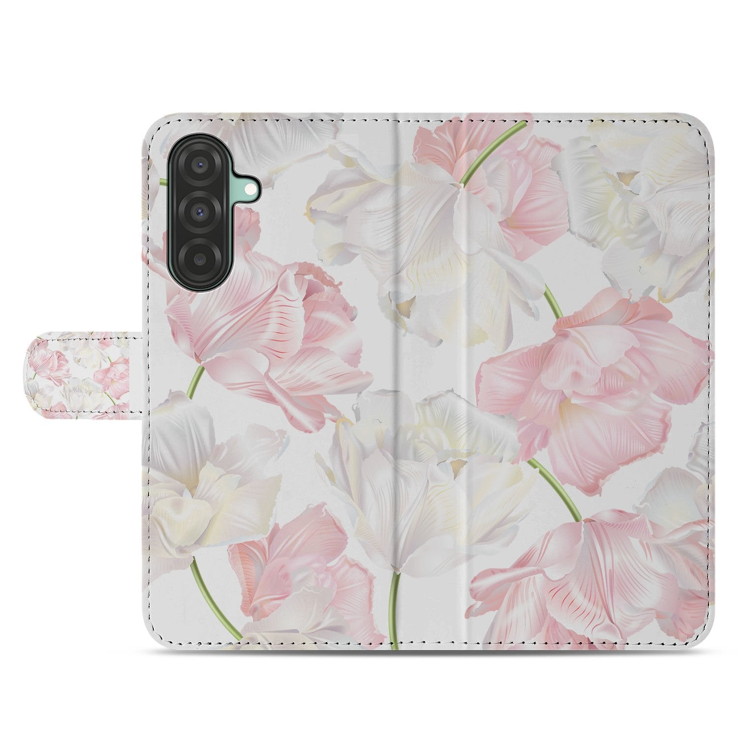 Samsung Galaxy A17 Boekhoesje Lovely Flowers Roze Wit Met Magneet