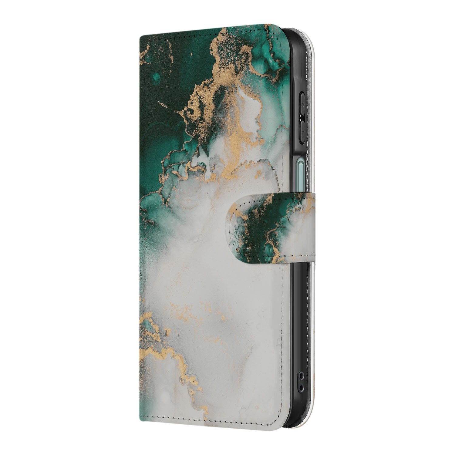 Bookcase Hoes Samsung Galaxy A17 Marmer Groen PU Leer 3 Pasjes