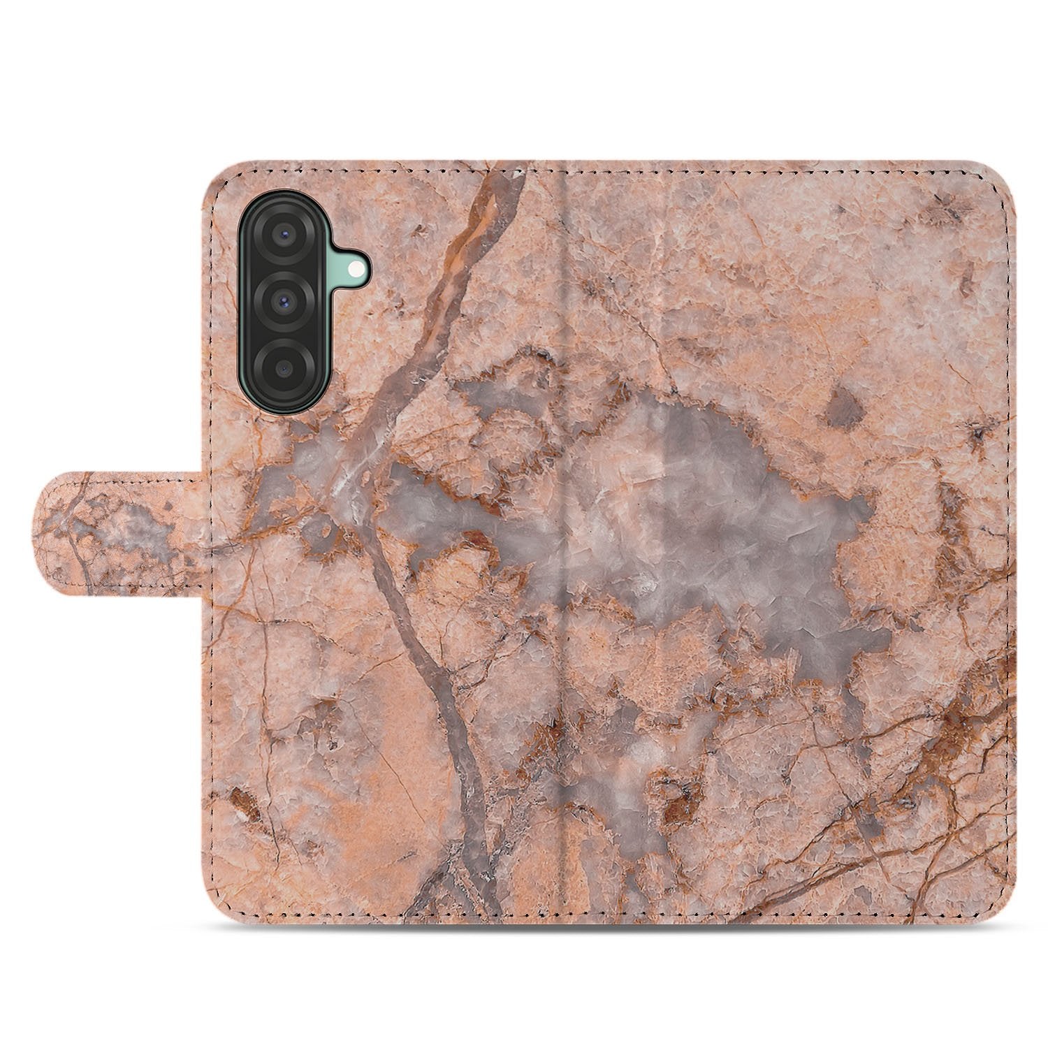 Samsung Galaxy A17 Bookcase Hoes Marmer Oranje Met Pasjes