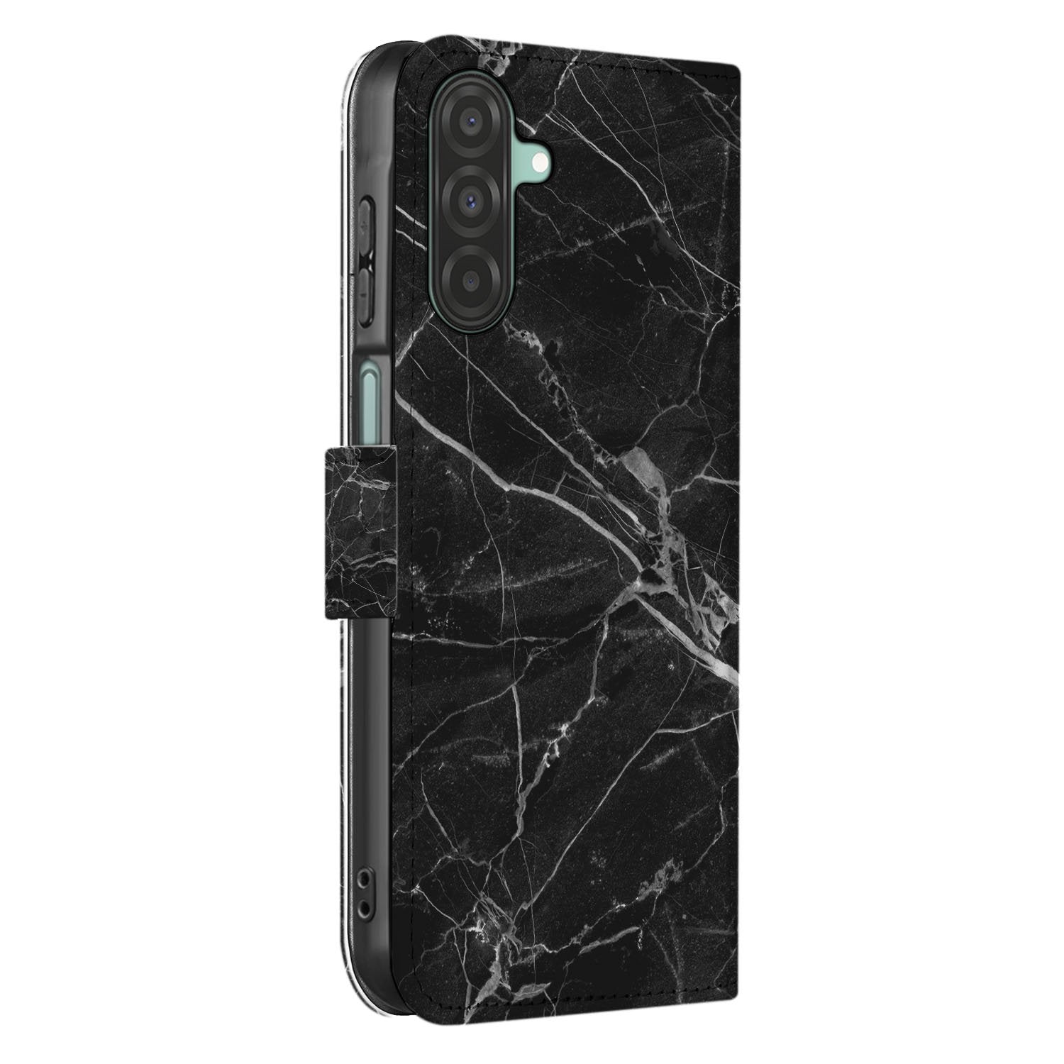 Samsung Galaxy A17 Bookcase Zwart Marmer Met Pasjesvak Luxe
