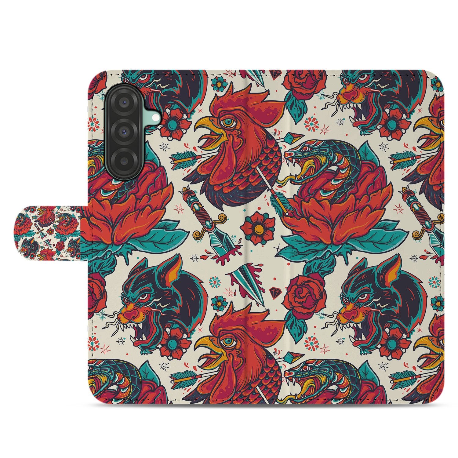 Samsung Galaxy A17 Old Skool Hoesje PU-Leer Met 3 Pasjes