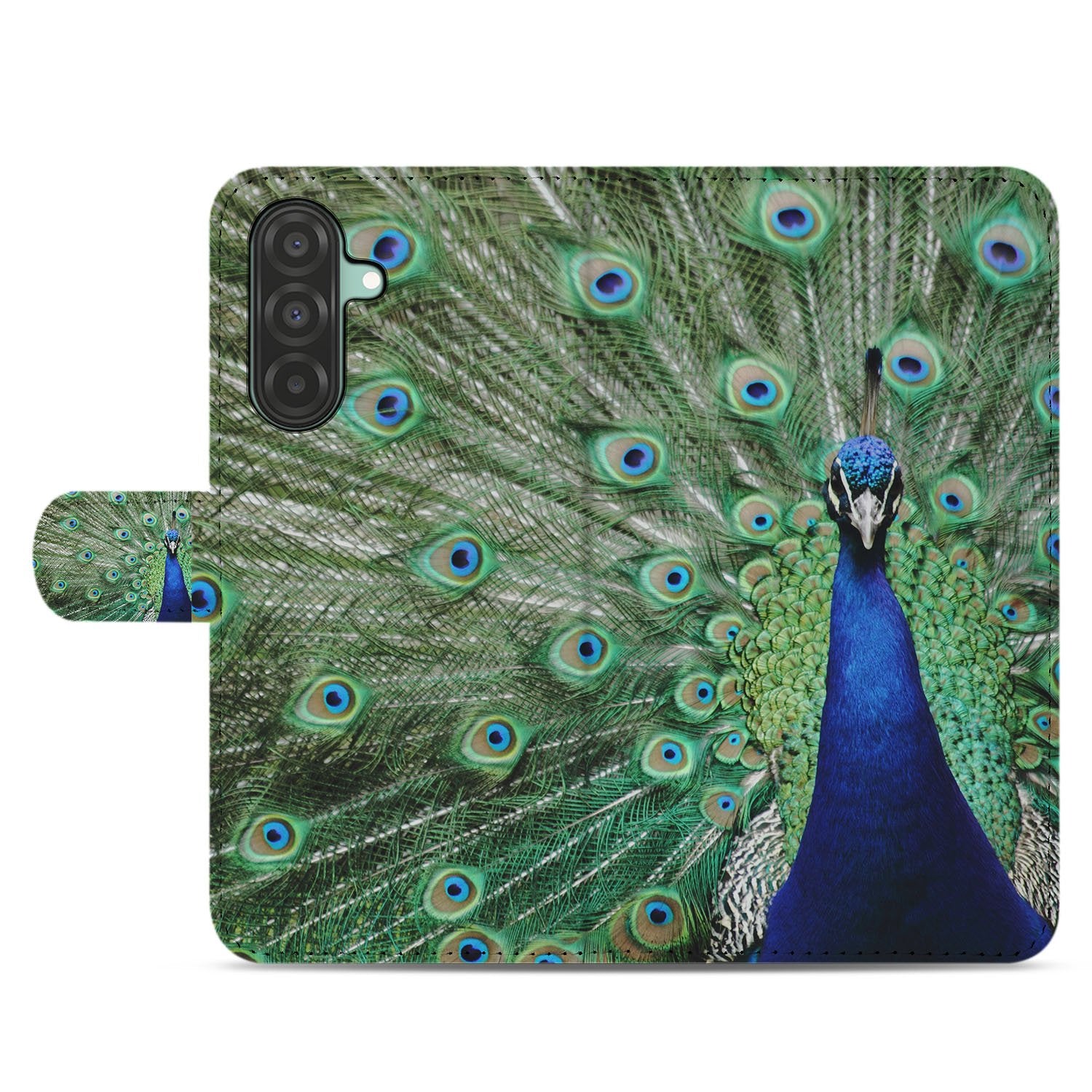 Samsung Galaxy A17 Bookcase Hoesje Met Pauwprint En Pasjes