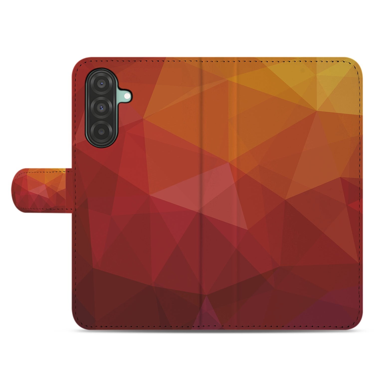 Bookcase Samsung Galaxy A17 Polygon Rood, PU Leer, 3 Pasjes