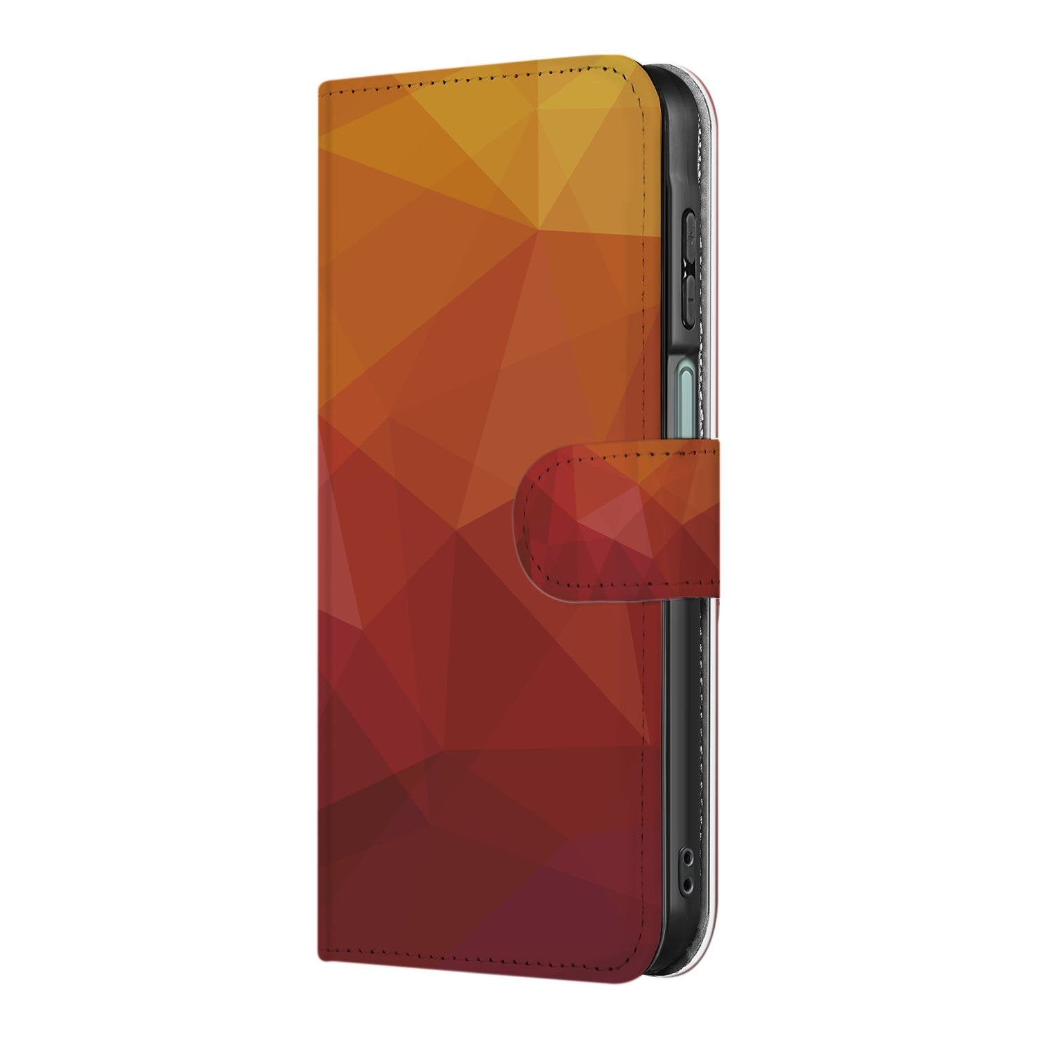 Bookcase Samsung Galaxy A17 Polygon Rood, PU Leer, 3 Pasjes