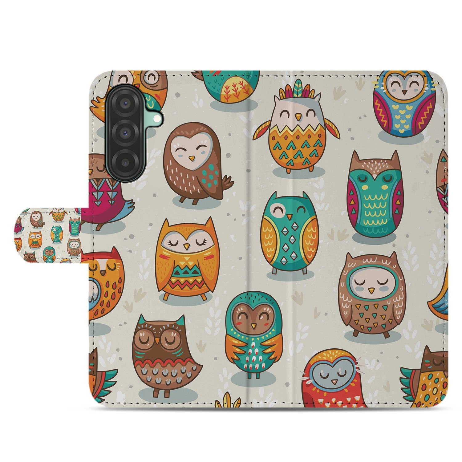 Samsung Galaxy A17 Telefoonhoesje met Pasjes Vrolijke Uilen
