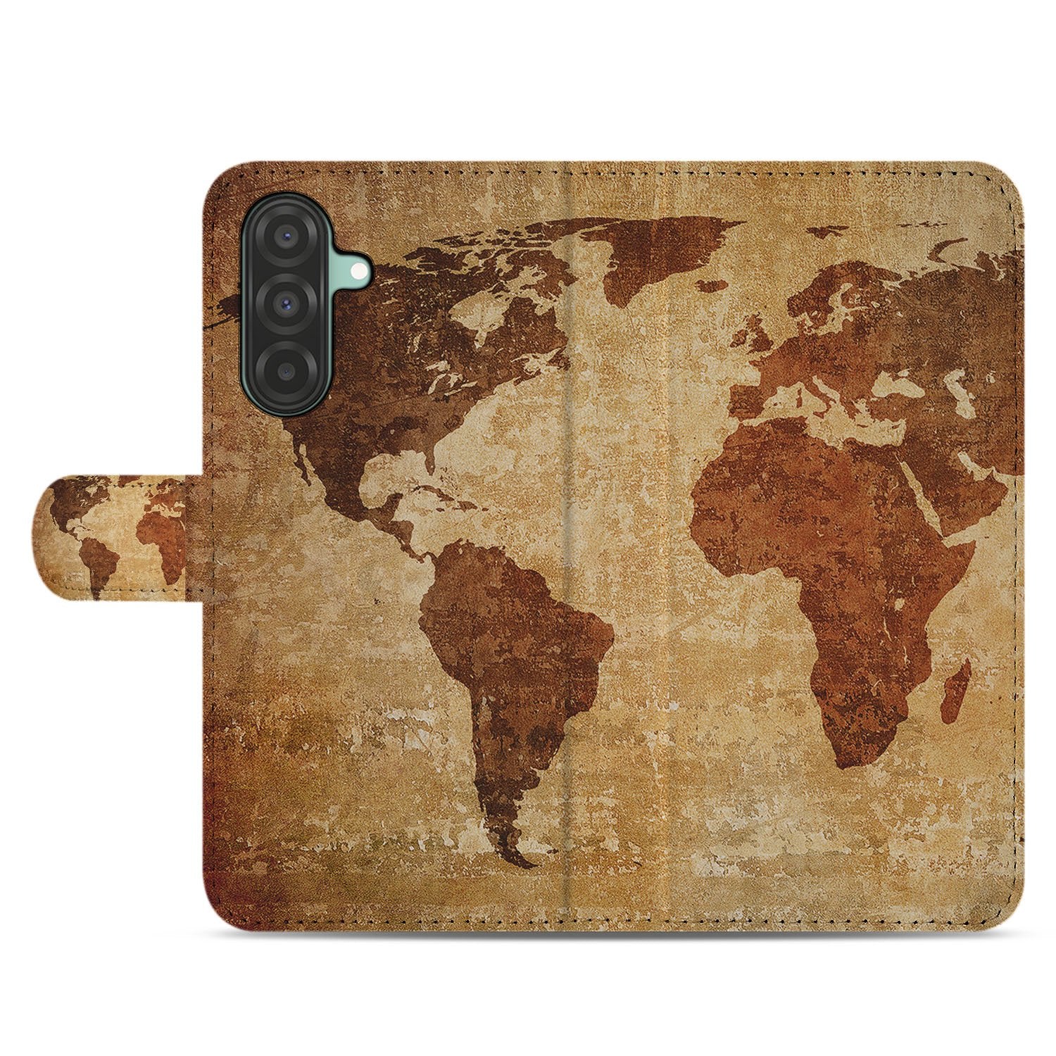 Samsung Galaxy A17 Flip Cover Bookcase Wereldkaart Met Pasjes