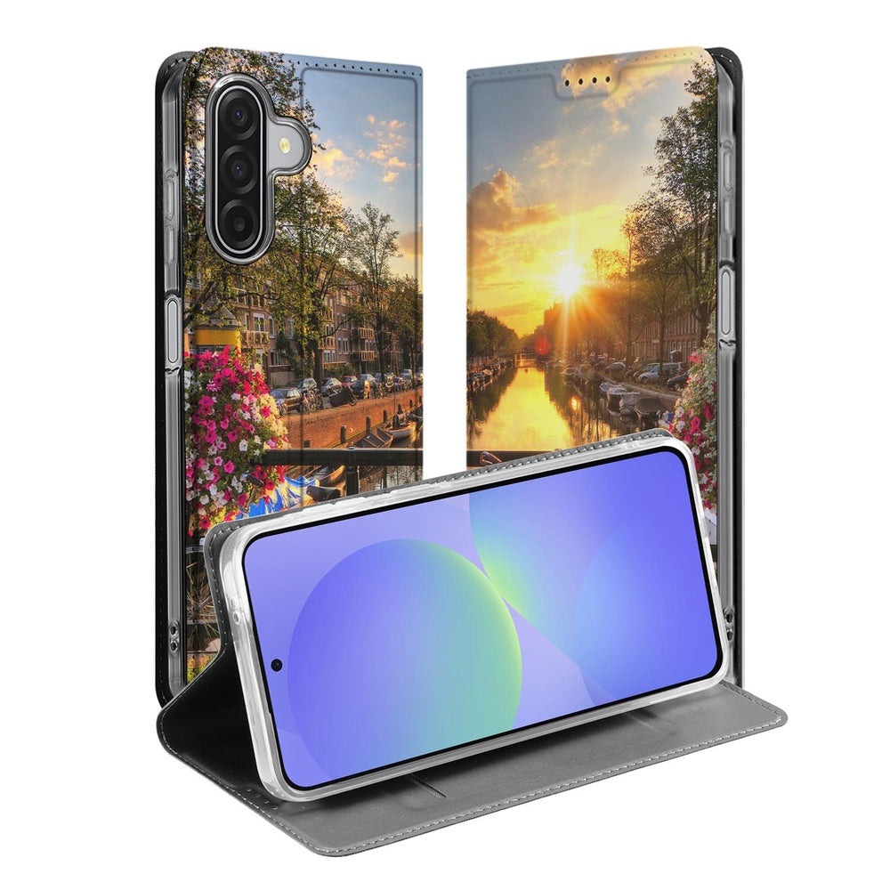 Book Case Samsung Galaxy A17 Amsterdamse Grachten design Amsterdamse grachten aanzicht