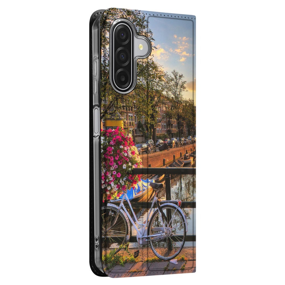 Book Case Samsung Galaxy A17 Amsterdamse Grachten design Amsterdamse grachten aanzicht