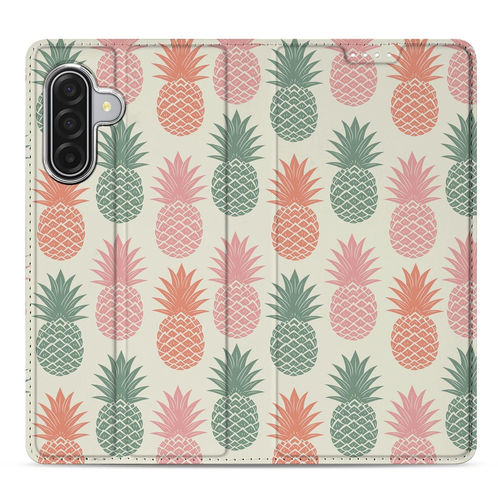 Book Case Samsung Galaxy A17 Ananas design ananassen patroon voorzijde