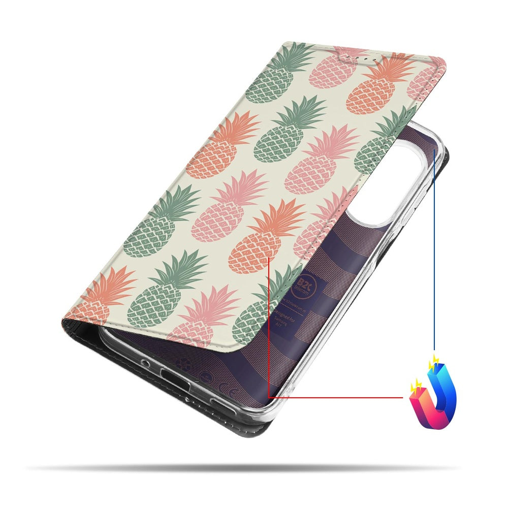 Book Case Samsung Galaxy A17 Ananas boekcase ananas ontwerp voorkant