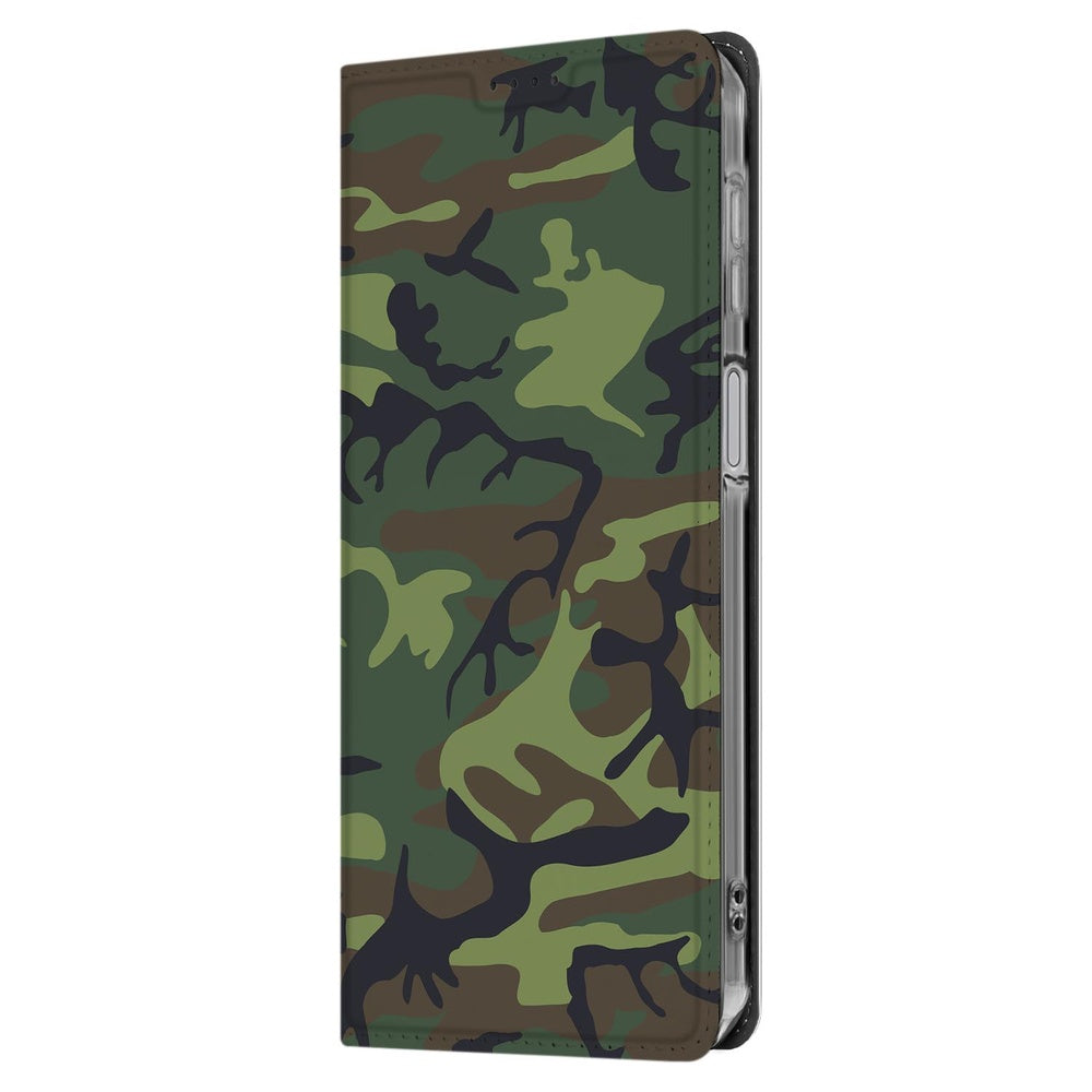 Samsung Galaxy A17 Book Case Army Dark boekcase camouflage design zijkant