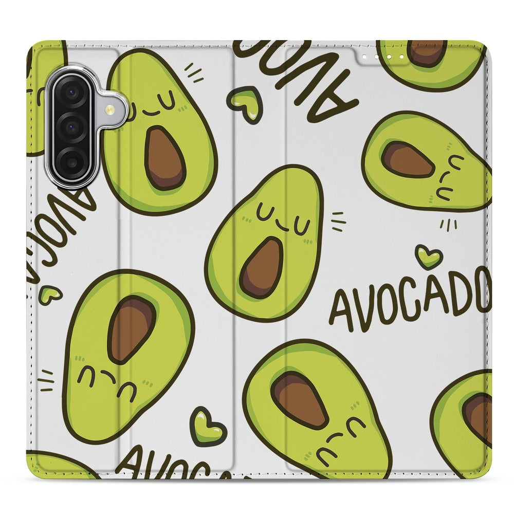 Samsung Galaxy A17 Smart Cover Hoesje Avocado Singing boekcase avocado illustratie voorkant
