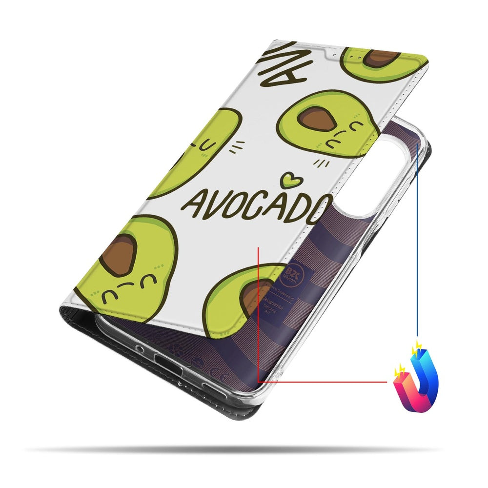 Samsung Galaxy A17 Smart Cover Hoesje Avocado Singing boekhoes avocado print aanzicht