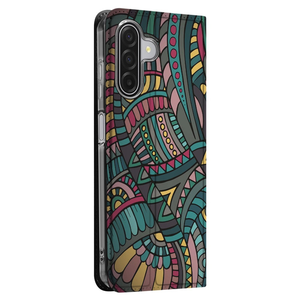 Samsung Galaxy A17 Bookcase Aztec boekcase aztec ontwerp zijaanzicht