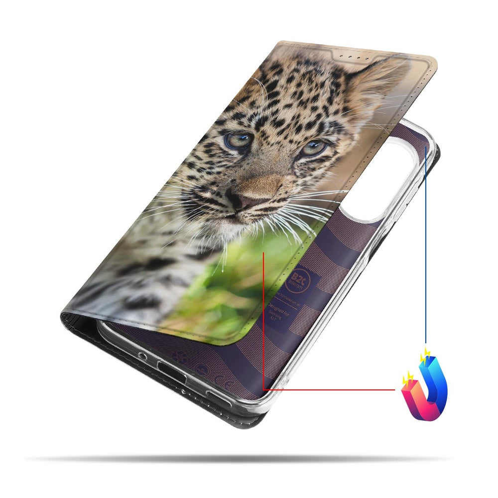 Bookcase Samsung Galaxy A17 Baby Luipaard boekcase design baby luipaard aanzicht