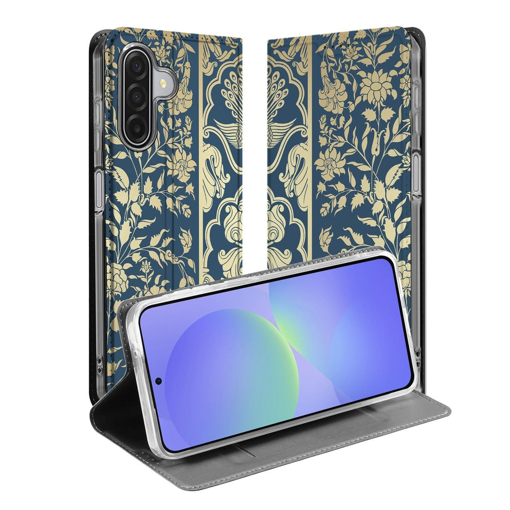 Samsung Galaxy A17 Wallet Case Beige Flowers design beige bloemen voorkant