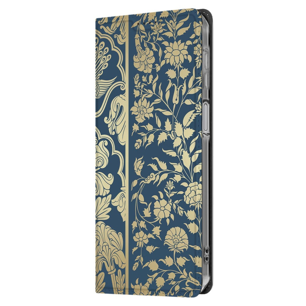 Samsung Galaxy A17 Wallet Case Beige Flowers design beige bloemen aanzicht