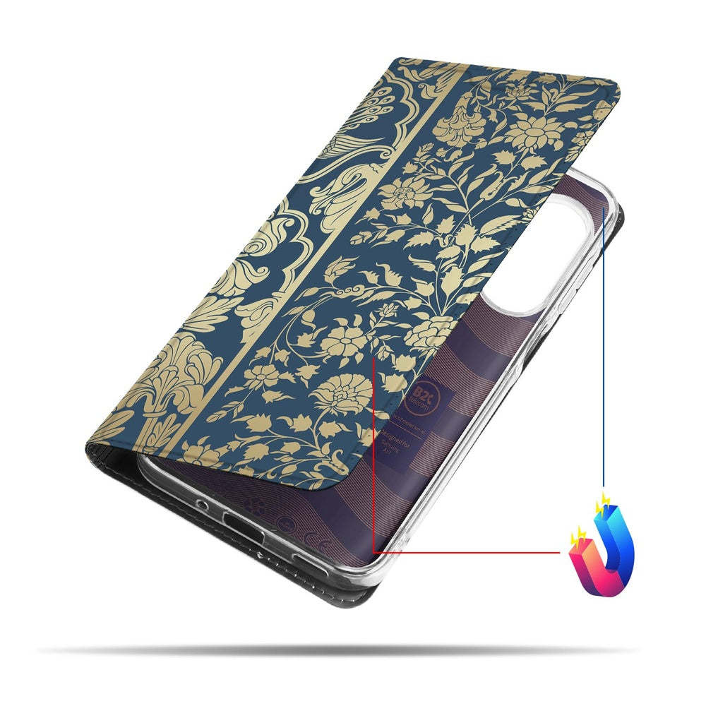 Samsung Galaxy A17 Wallet Case Beige Flowers book case beige bloemen design bovenaanzicht