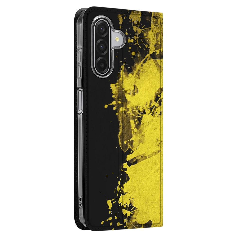 Book Case Samsung Galaxy A17 België zwart geel abstract design zijaanzicht