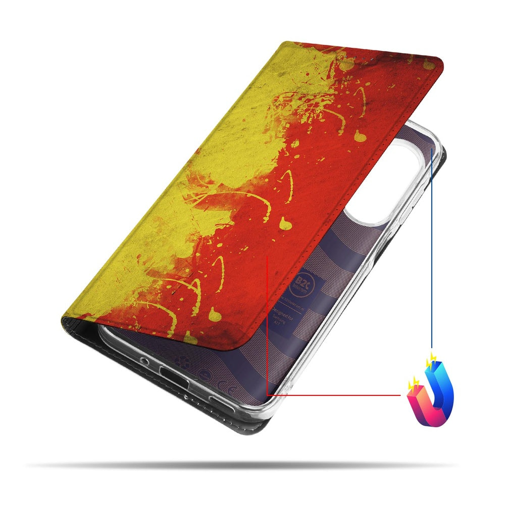 Book Case Samsung Galaxy A17 België roze geel design aanzicht