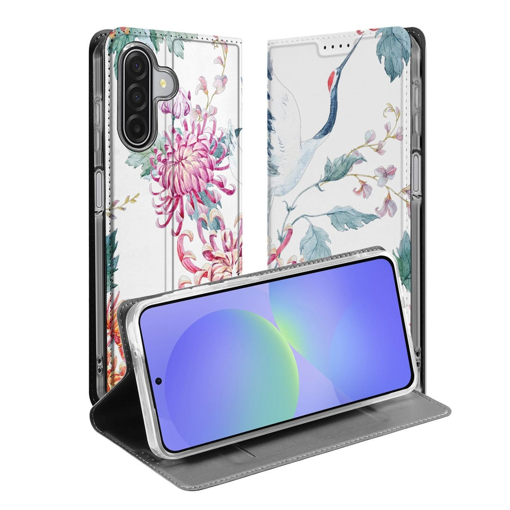 Samsung Galaxy A17 Telefoonhoesje Bird Flowers boek hoesje open aanzicht
