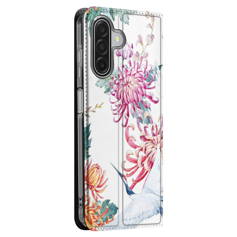 Samsung Galaxy A17 telefoonhoesje Bird Flowers staand aanzicht