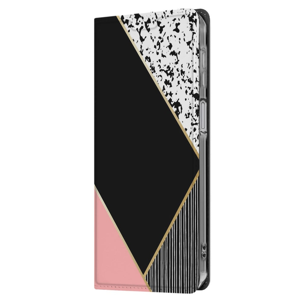 Samsung Galaxy A17 Wallet Case Black Pink Shapes wallet case black pink shapes aanzicht