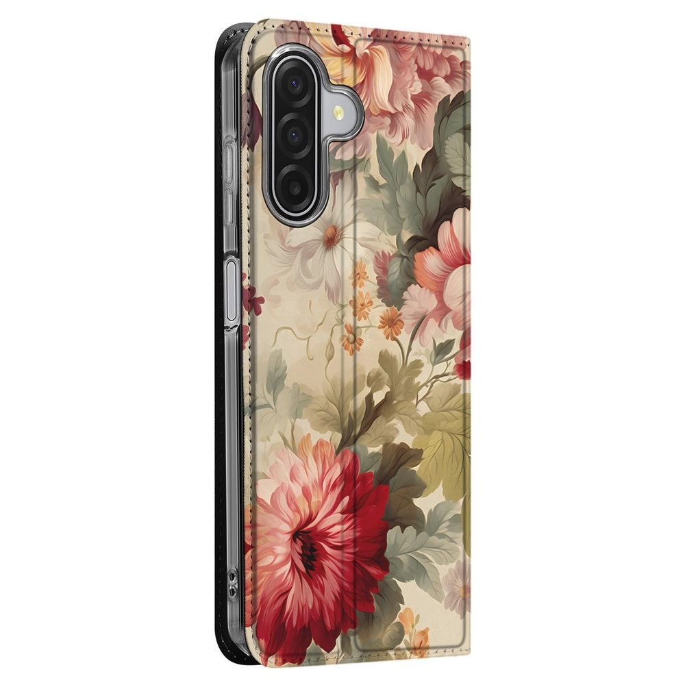 Samsung Galaxy A17 Bloemen Wallet Case zijkant bloemenprint