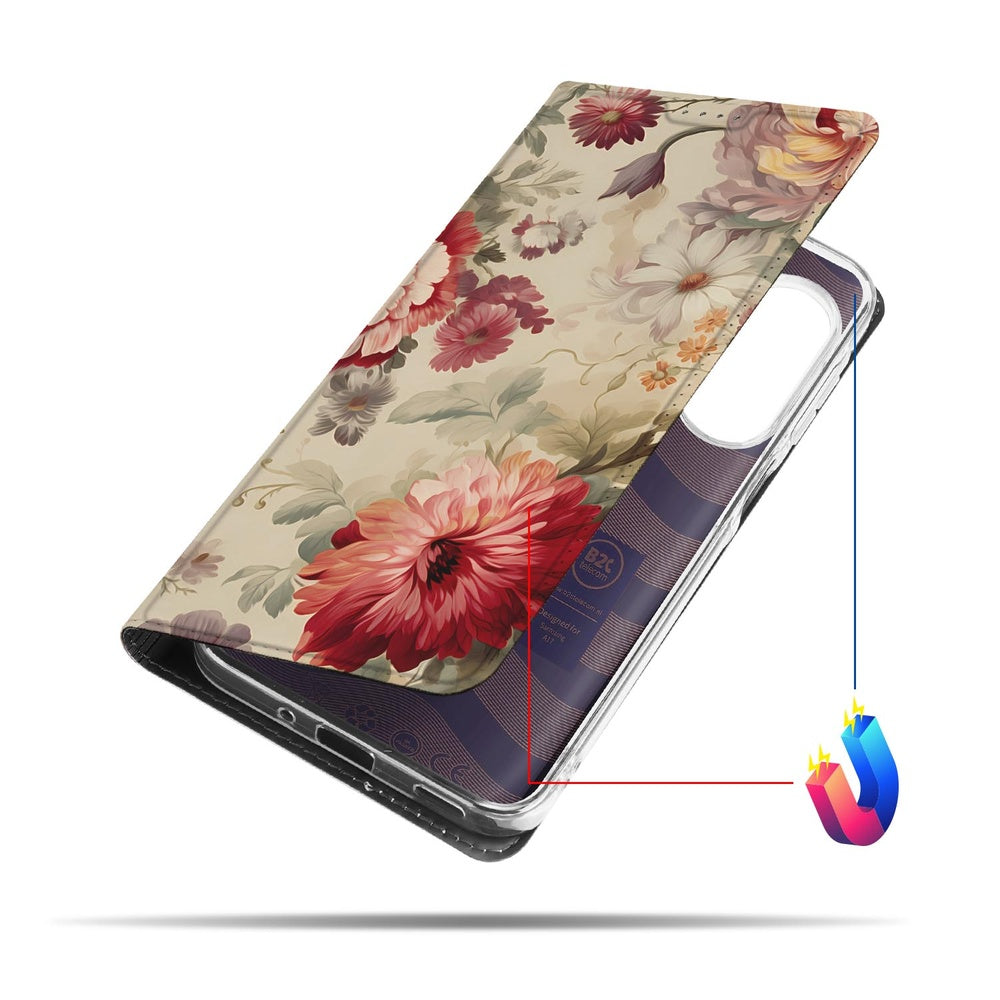 Samsung Galaxy A17 Bloemen Wallet Case hoesje zijaanzicht