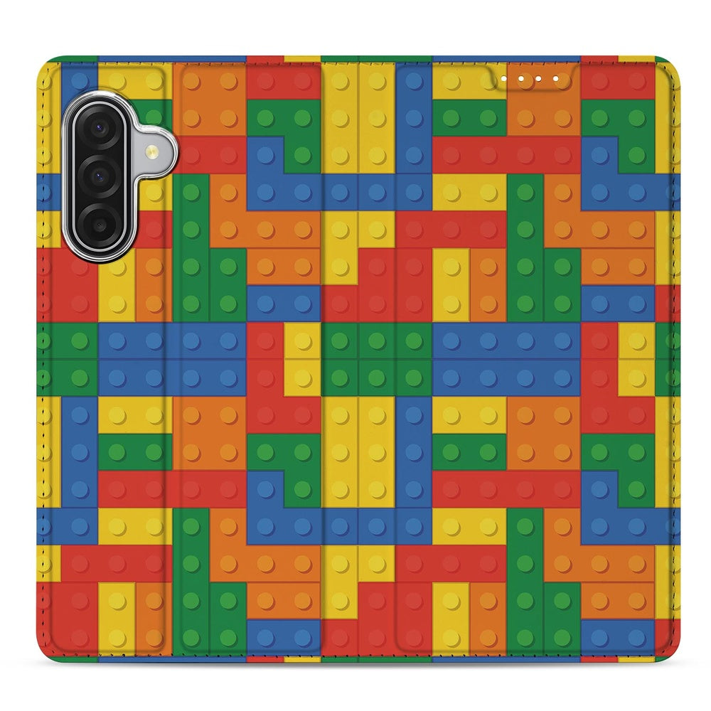 Samsung Galaxy A17 Telefoonhoesje Blokken Blokkenprint Book Case voorzijde
