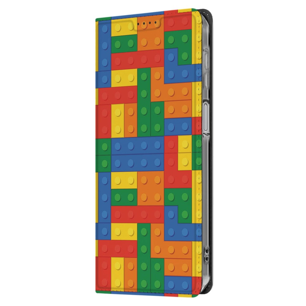 Samsung Galaxy A17 Telefoonhoesje Blokken Blokkenprint Book Case Aanzicht