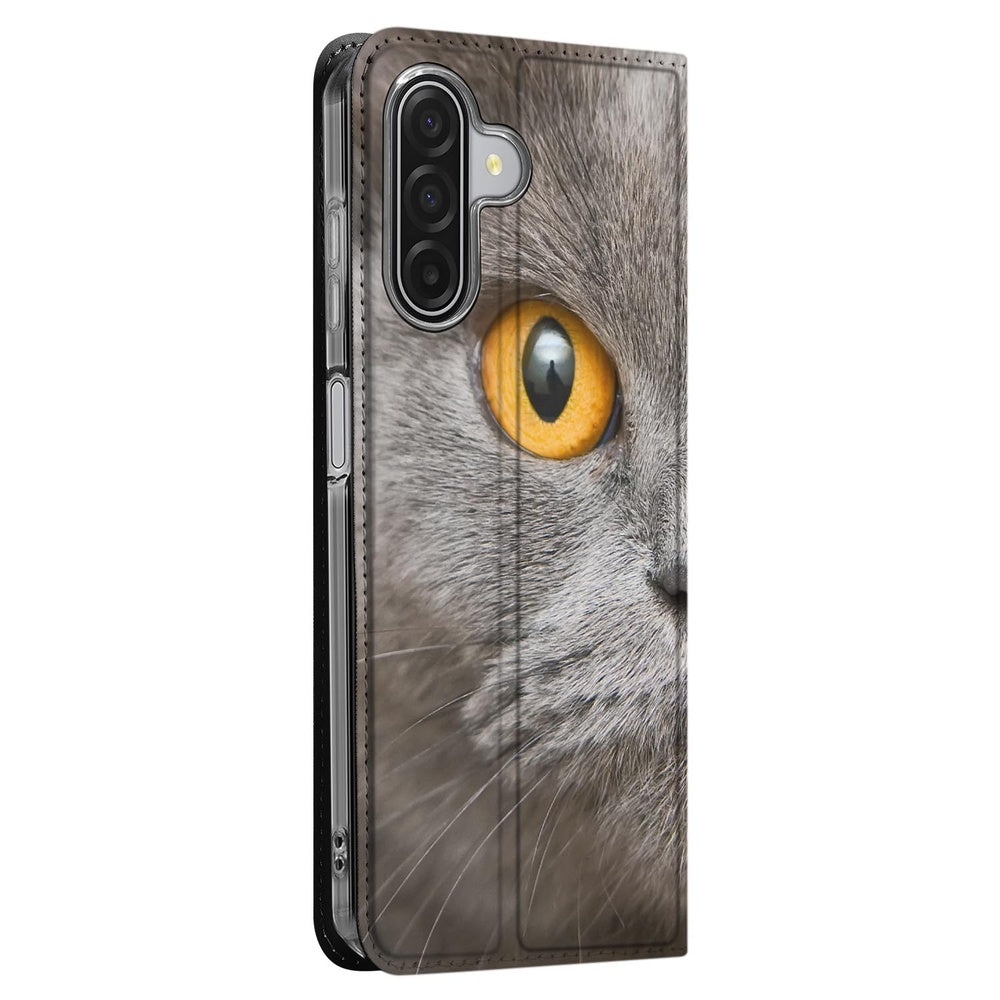Smart Cover Hoesje Samsung Galaxy A17 Britse Korthaar kat oog zijkant