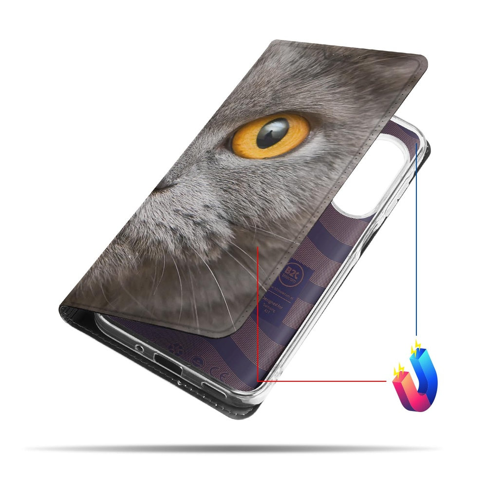 Smart Cover Hoesje Samsung Galaxy A17 Britse Korthaar design detail zijkant