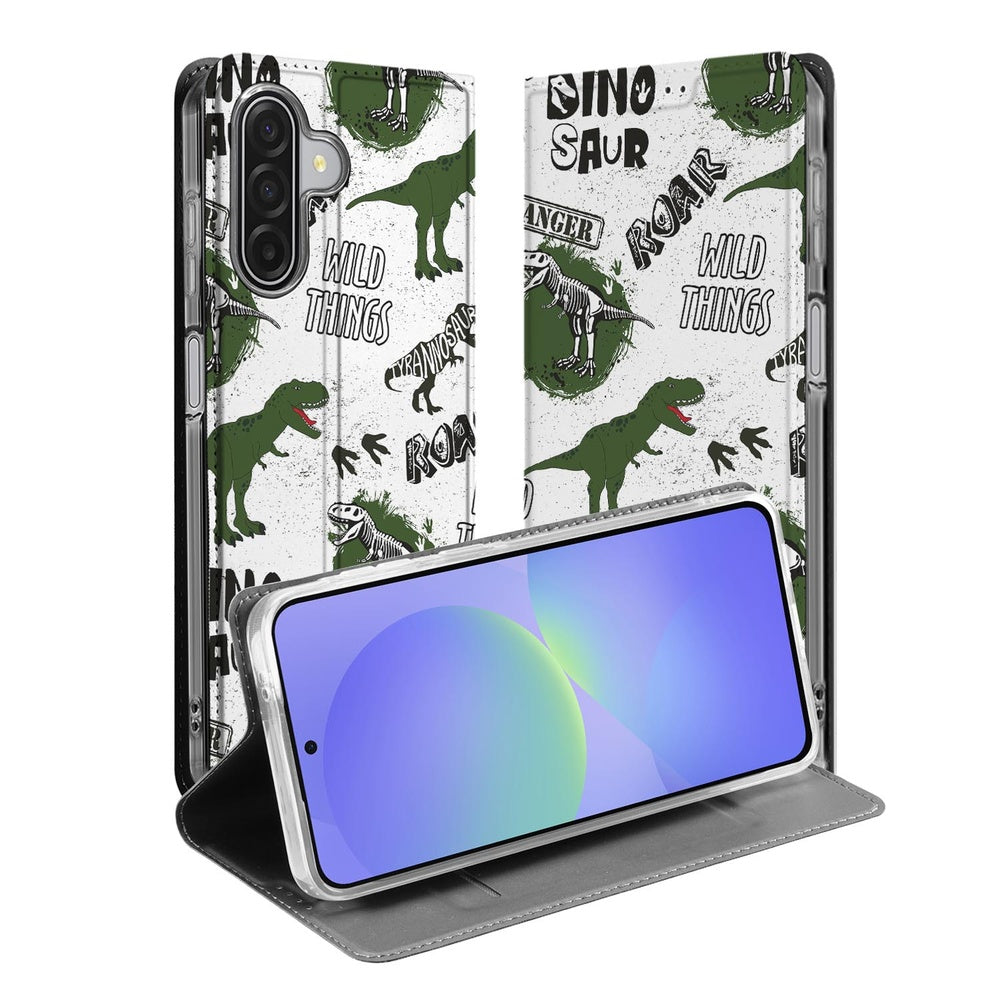 Samsung Galaxy A17 Stand Case Hoesje Dinosaurus voorkant zijkant