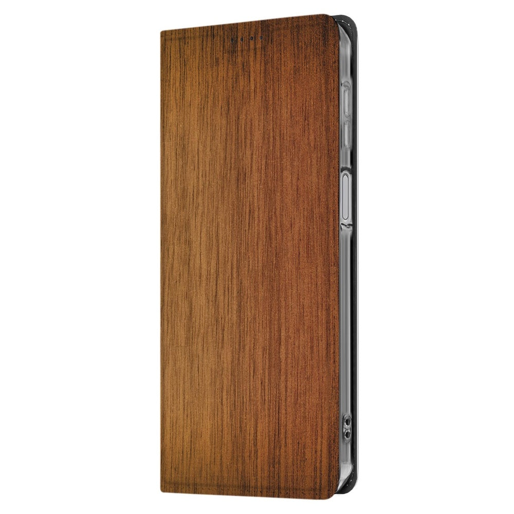 Samsung Galaxy A17 Book Wallet Case Donker Hout voorkant zijaanzicht