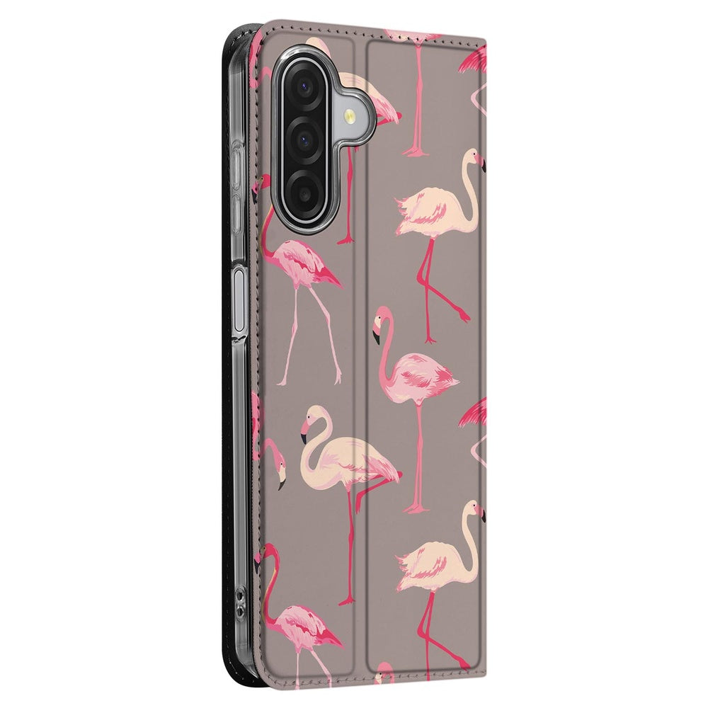 Samsung Galaxy A17 Book Wallet Case Flamingo zijaanzicht