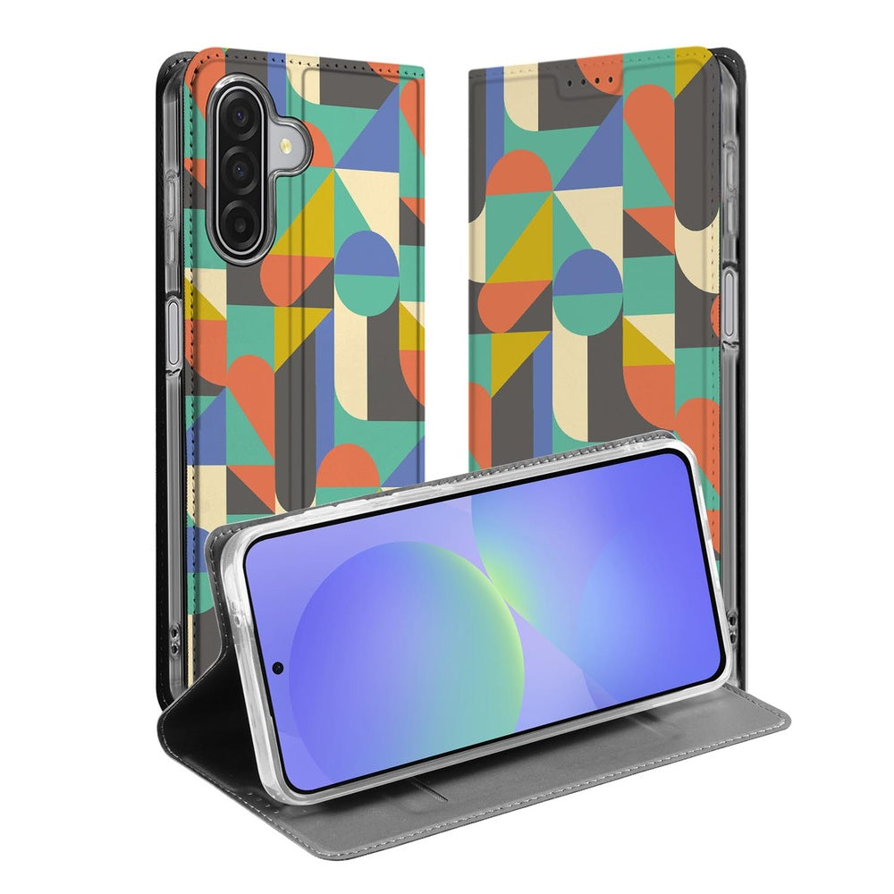Samsung Galaxy A17 Book Wallet Case Funky Retro design funky retro aanzicht