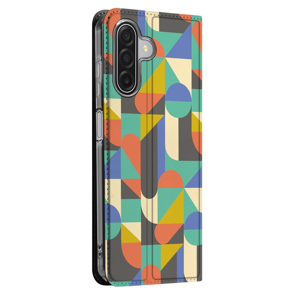 Samsung Galaxy A17 Book Wallet Case Funky Retro design funky retro aanzicht