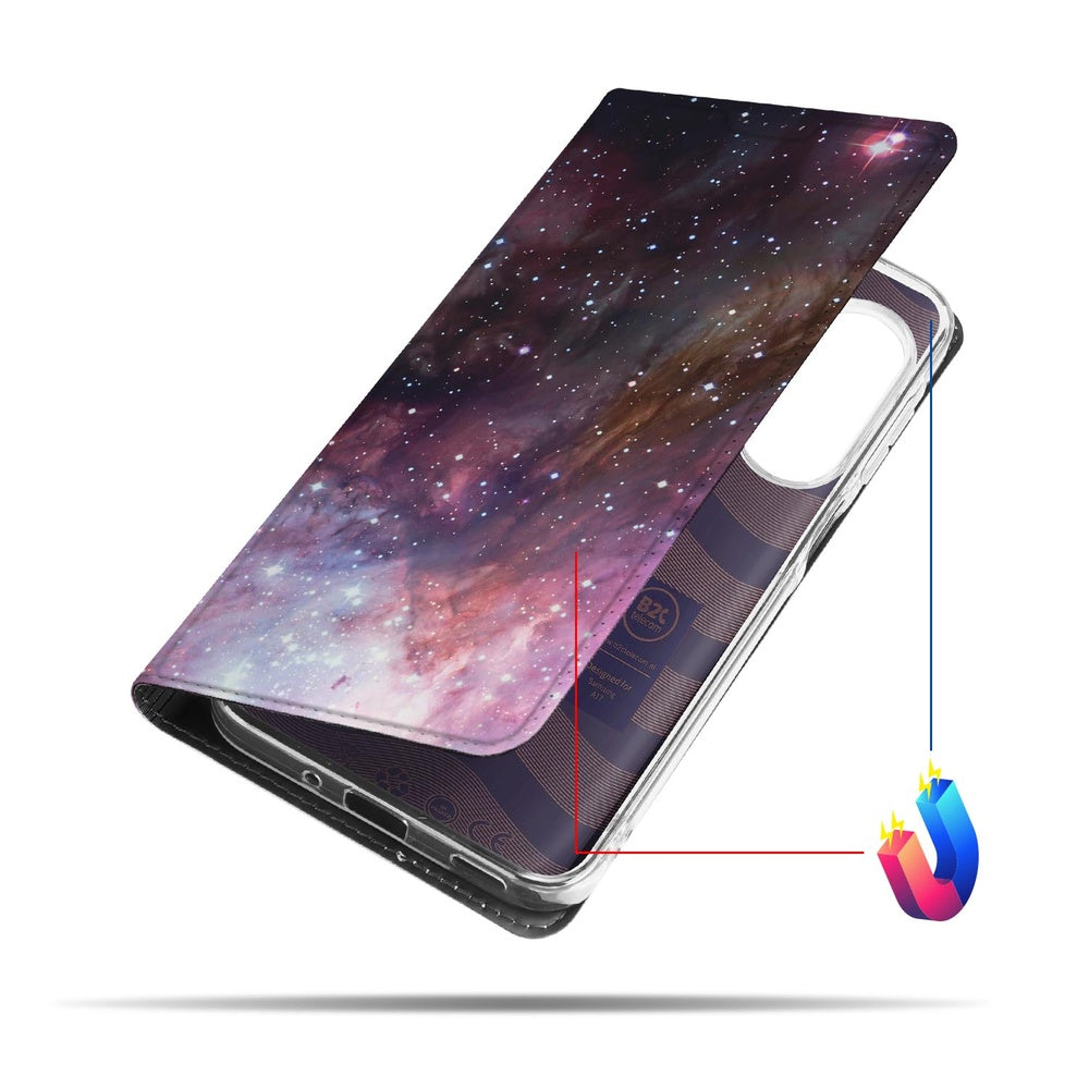 Galaxy Book Case Samsung Galaxy A17 Stand Case sterrenhemel ontwerp zijaanzicht