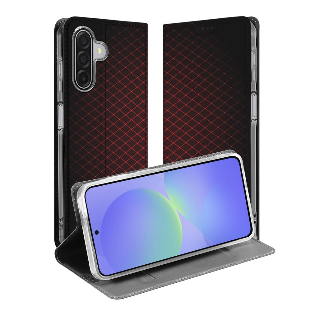 Samsung Galaxy A17 Standcase Hoesje Geruit Rood book case geruit design aanzicht