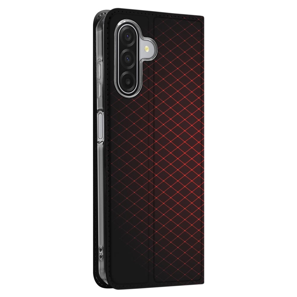 Samsung Galaxy A17 Standcase Hoesje Geruit Rood geruit zwart rood bookcase zijkant