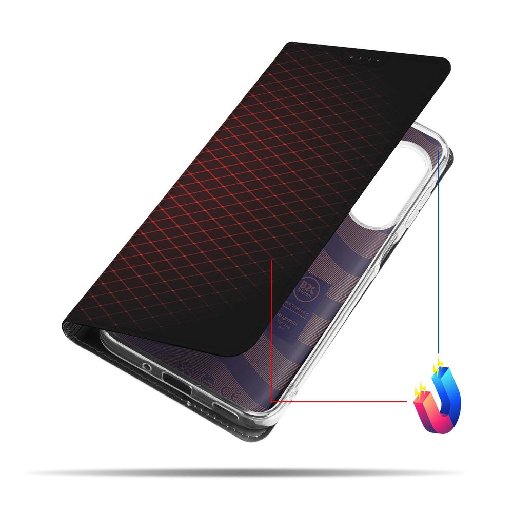 Samsung Galaxy A17 Standcase Hoesje Geruit Rood boek case geruit front aanzicht