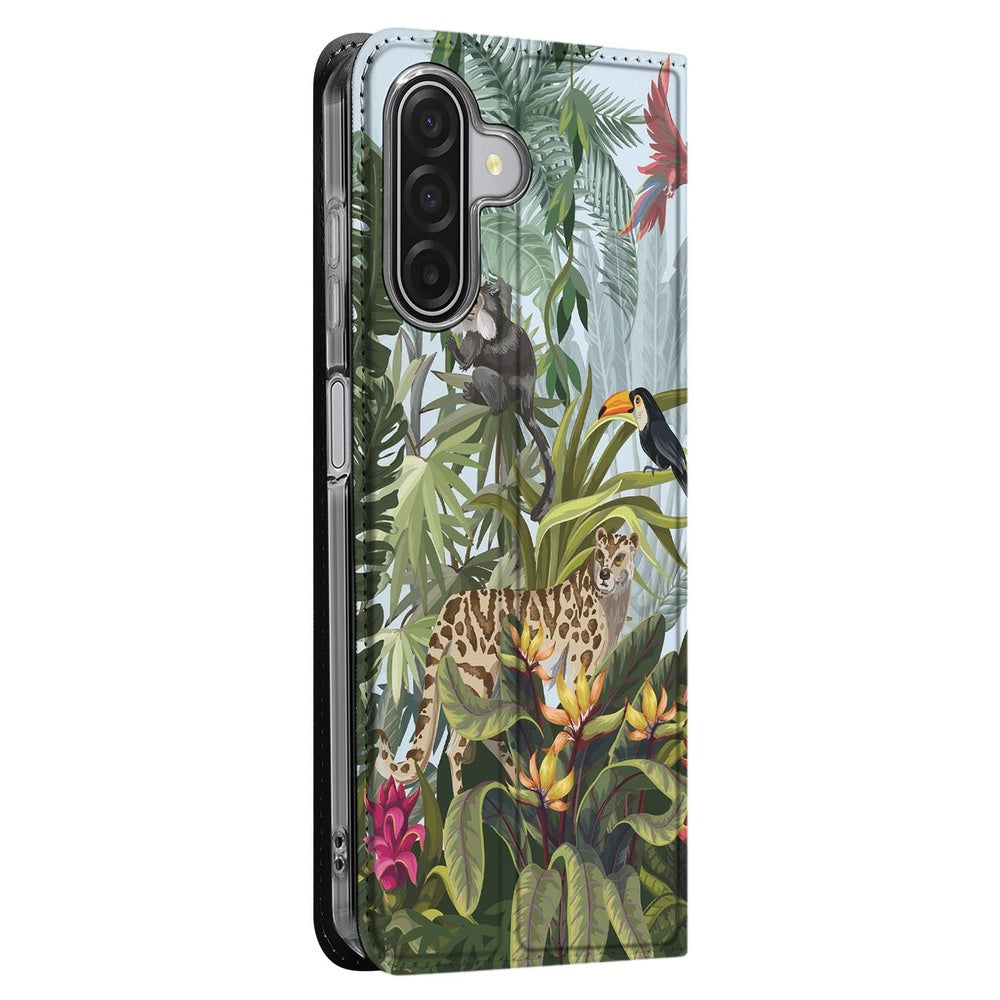 Samsung Galaxy A17 Book Case Samsung Galaxy A17 Jungle zijaanzicht jungle design tropisch