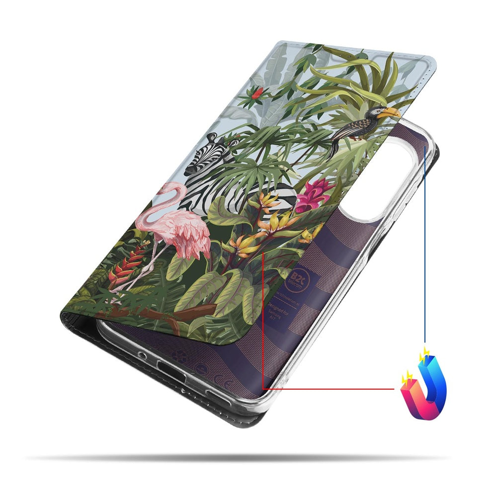 Samsung Galaxy A17 Book Case Samsung Galaxy A17 Jungle voorkant tropisch ontwerp