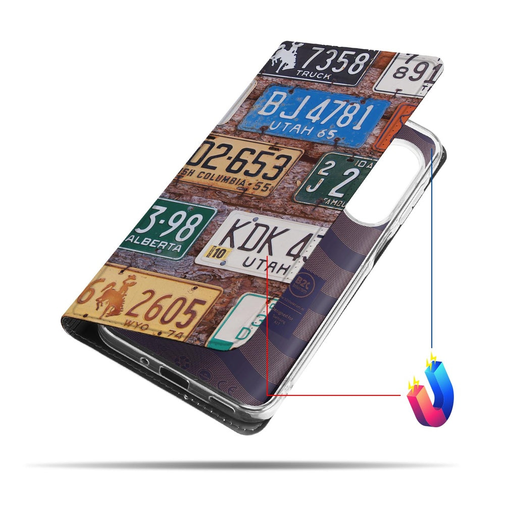 Samsung Galaxy A17 Flip Style Cover Kentekenplaten print aanzicht