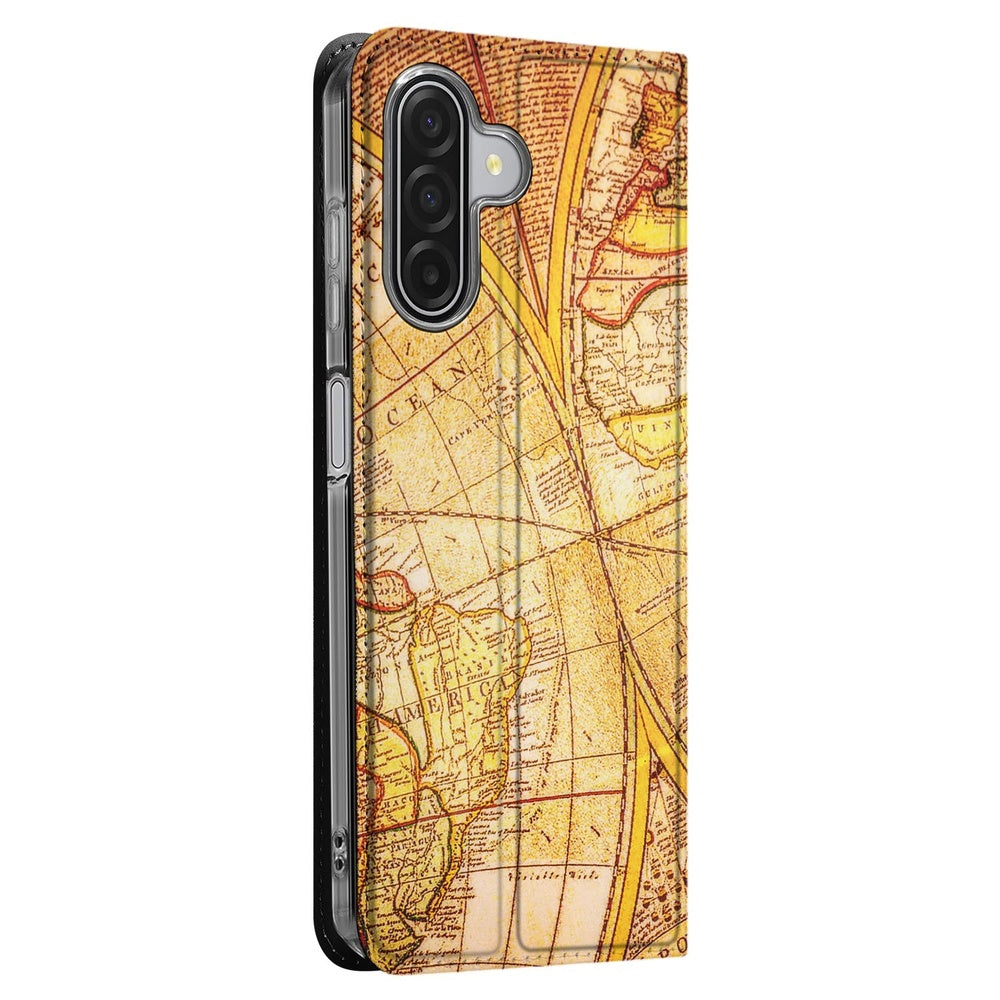 Samsung Galaxy A17 Book Cover Kompas wereldkaart design aanzicht