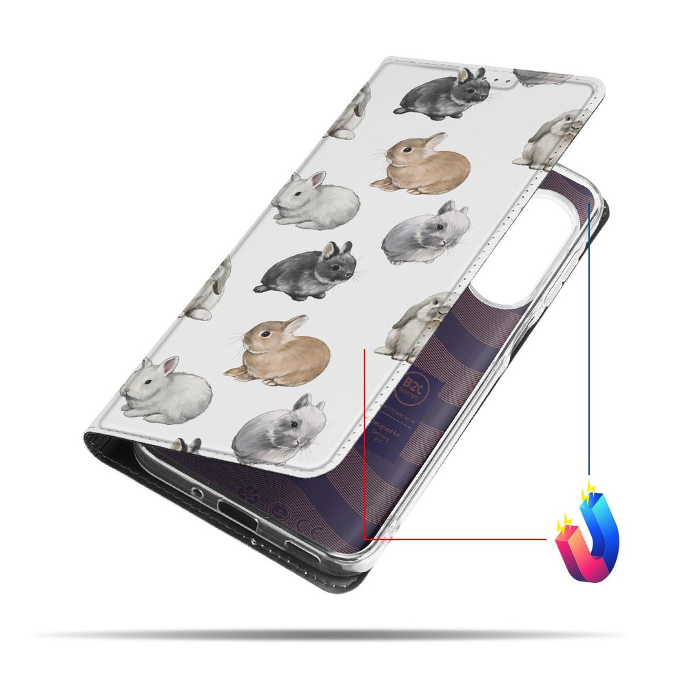 Samsung Galaxy A17 Book Case Konijntjes zijkant