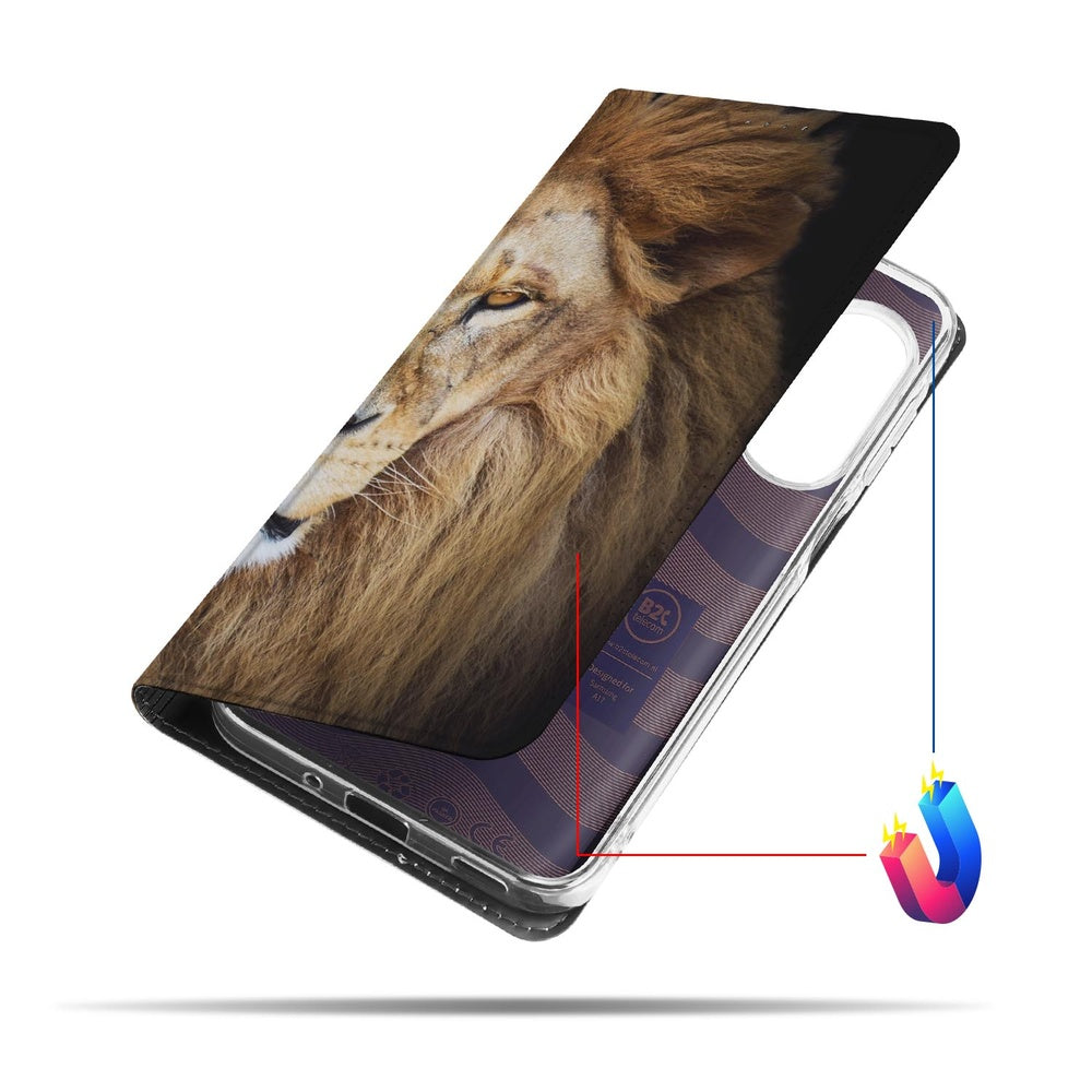 Samsung Galaxy A17 Standcase Hoesje Leeuw design imposant aanzicht