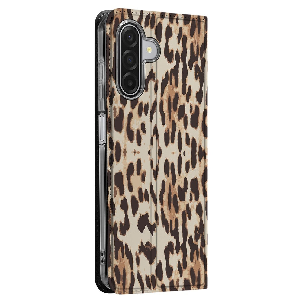 Smart Cover Hoesje Samsung Galaxy A17 Leopard Book Case leopardprint zijkant