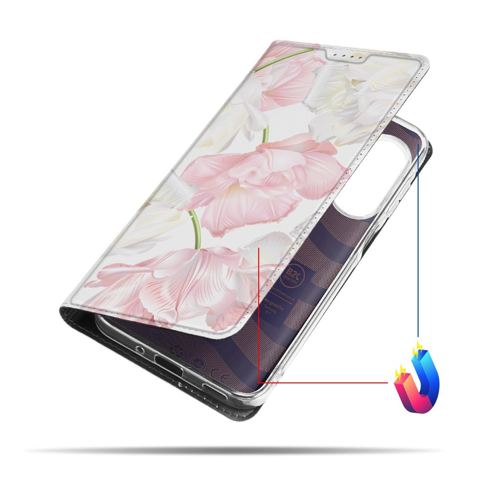 Samsung Galaxy A17 Book Wallet Case Lovely Flowers boek hoesje bloemen zijaanzicht